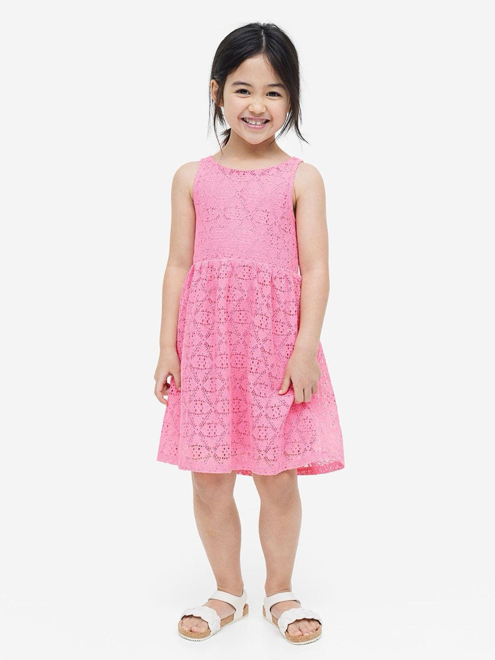 BRAND NEW girl youth H&M h&m pink lace dress size 8-10Y